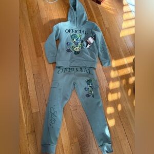 Official Bear Graphic Hoodie & Jogger Set in Sage Green